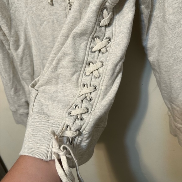 Pam & Gela Full Zip Hoodie Gray Cotton Size Medium Sweatshirt - Picture 4 of 5